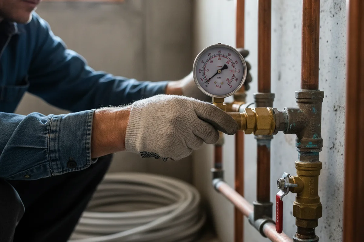 Pressure testing a repaired line during Water Line Repair in Donnellson